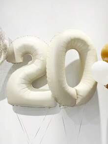1/2pcs 40 Inch Large Cream Color Number Foil Balloons, Minimalist Premium Style, Suitable For Birthday Party Decoration, Anniversary, 100 Days Celebration, Festival And Event Decoration, Room Decor, Photography - 40 Inch Cream Digital - View 8