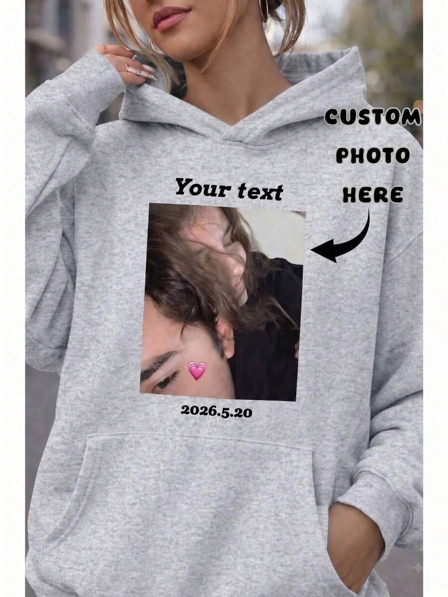 Custom Women's Hoodie, Suitable For Autumn/Winter Wear. Upload Your Favorite Photo/Friend/Lover/Landscape/Pet Image. Sports - Light Grey - View 1