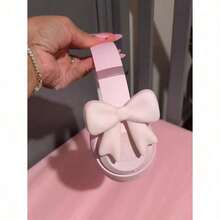 2pcs Pink Bow Decor Earphone Accessories, Cute Printed Bow Fashionable Earphone Attachments, Christmas Gift For Gamer Girls - Pink/2pcs - View 12