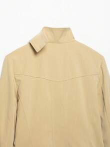 DEEKA Spring/Autumn New Women's European And American Style Fashion Minimalist Pocket Decor Stand Collar Jacket - Khaki - View 8