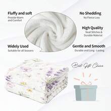 1pc Soft & Comfortable Modern Flannel Blanket - Flannel Throw Blanket With Floral Design - Digital Print Craft, Suitable For Sofa, Bed, Travel, Office Home Decor - Multicolor - View 8