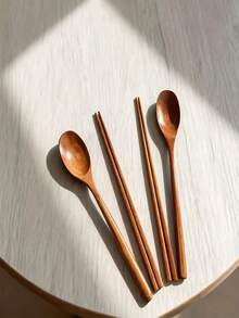 1pc/2pcs/5pcs Portable Wooden Spoon & Chopsticks Set - Kitchen Utensils, Suitable For Camping, Travel, Picnic, RV And Office Use - Ideal For Rice, Noodles, Porridge - Perfect For Home, Restaurant, Wedding, Student, Kitchen Supplies, Gift - View 7