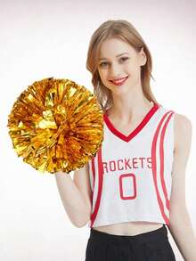 2pcs Cheerleading Handheld Pom Poms With Ribbons, Dance Performance Props, Square Dance Game Props, Suitable For Football, Basketball, Rugby And Sports Performances, Team Sports, Dance And Cheerleading Performance Props - Multicolor - View 13