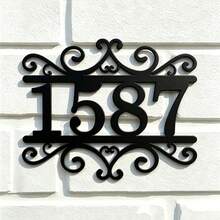 3 Sizes Available! Customized Outdoor Metal Door Number, Scroll Style Fashion Address Plate, Customized Vintage Door Number - Black - View 4
