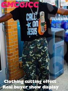EMCGICC Jesus Shirt,CALL ON JESUS,Y2k Graphic T-Shirt Men's Summer Short Sleeved Cotton Casual Outdoor Street,God Shirts,Surprise Gift,Graphic Tees Men - 黑色 - 查看 4