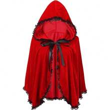 1 Set Jubah Berkerudung Merah, 100/80/60cm, Hiasan Renda Hitam, Jubah Little Red Riding Hood, Cocok Untuk Cosplay Halloween, Kostum Gaya Gotik, Karnaval, Pesta Topeng, Pesta Natal Dan Pertunjukan Panggung - MultiWarna - View 5