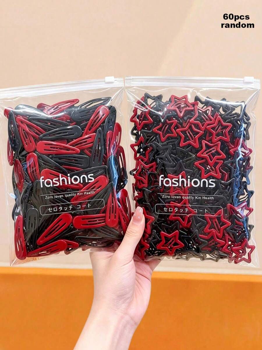 1Set/16pcsY2K Star & Water‑Drop BB Hair Clips, Sweet‑Cool Candy‑Color Oil‑Drip Small Bangs Side Clips, Versatile Daily Hair Accessories For Girls - Multicolor - View 1