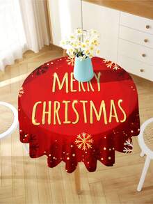 1pc Christmas Series Pattern Printed Tablecloth, Modern Style Polyester Fiber Rectangular Round Waterproof Tablecloth, Digital Printed Tablecloth Suitable For Living Room Home Use, Outdoor Dining Table, Small Round Table - Multicolor - View 8