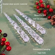 Christmas Decoration Set, Fillable Transparent Plastic Ornaments, Acrylic Icicle Hanging Decor, Red & Gold Christmas Baubles, For Christmas Tree Decoration, DIY Handmade Holiday Party Decor - Clear - View 6