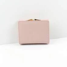 Solid Color Snap Closure Short Women's Wallet, Three-Fold Multi-Function Purse - Pink - View 7