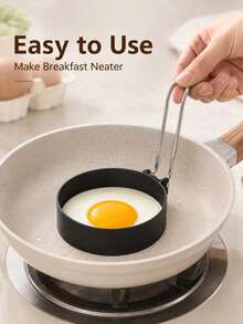 1pc Round Egg Pancake Mold, Practical Breakfast Cooking Tool With Foldable Handle, Easy To Shape, Suitable For Frying Eggs, Pancakes, Sandwiches, Home Kitchen Brunch Meal Prep Tool - Multicolor - View 5