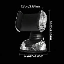 1pc Shiny Car Phone Holder, 360° Adjustable Crystal Dashboard Phone Mount, Universal Car Phone Holder For Windshield And Dashboard - A - View 11