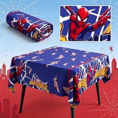 1pc Hero Style Printed Reusable Polyester Party Tablecloth, Rectangular Stain-Resistant Decorative Tablecloth, Washable Themed Table Protector, Ideal For Birthday Celebrations, Themed Family Gatherings, Indoor Parties, Costume Themed Events, Banquet Table Decor, Photo Booth Display And Holiday Party Atmosphere Decoration