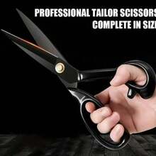 10 Inch Heavy Duty Tailor Scissors - Steel Blade Scissors, Suitable For Fabric, Leather And Crafts - Ergonomic Handle, Suitable For Sewing, Trimming And Office Use - Christmas And Halloween Gift Black Blade Scissors - Black - View 1