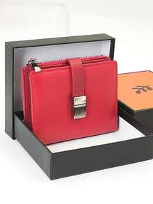 Women's Genuine Leather Short Wallet, Fashionable Snap Closure, Magnetic Opening, Multi-Function Anti-Theft RFID Blocking, Bi-Fold ID Card Holder, Zipper Coin Purse, Exquisite Gift Box Packaging, Perfect Gift - Multicolor - View 12