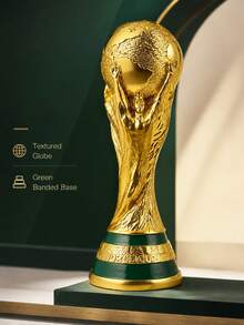 FIFA World Cup Trophy Model Ornament, Gold Football Trophy Replica, Fan Collection Display, Home Office Desktop Decoration Gift - Multicolor - View 3