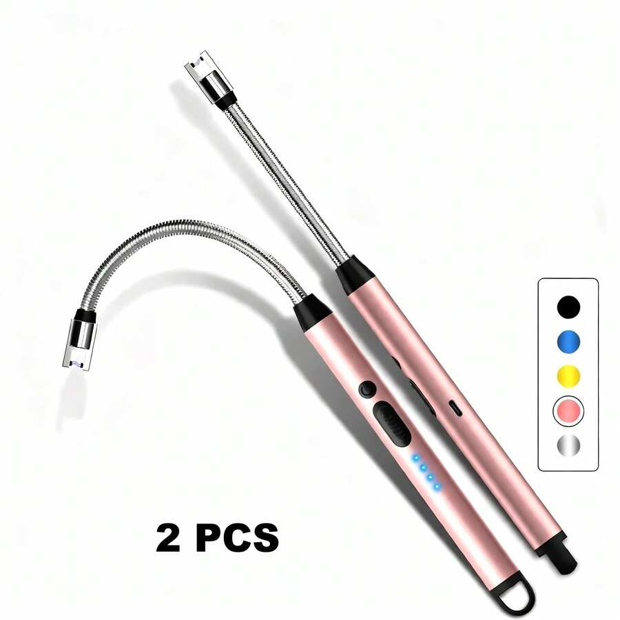 2/4/6 piazes Encendedor Eléctrico Recargable USB, Encendedor De Vela Electrónico, Vela De Plasma sin Llama, Encendedores Largos, Manguera, Estufa De Gas, Pistola De Encendido, Arco Para Acampar, Encendedor De Plasma Sin Llama Para El Hogar Y Acampar Al Aire Libre Y Para Velas Y Estufas De Gas - Rosa - Ver 1