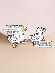 QIHOO 1PC Funny Sarcastic Duck Enamel Pins Cartoon Quote Lapel Brooch Set Humorous Animal Badge Jewelry For Denim Jacket Backpack Personality Gift - Multicolor - View 2