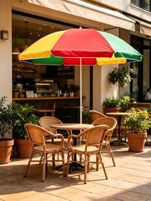 Colorful Spliced Outdoor Sun Umbrella, Multiple Sizes Available, Sun‑Proof And Rain‑Proof, Sturdy Umbrella Pole, Suitable For Multiple Scenarios Such As Beaches, Courtyards And Street Vending - A - View 3