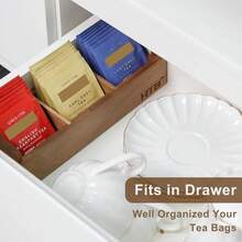 1PC Wooden Tea Bag Organizer 3 Slot Tea Storage Holder Box Wooden Color - Multicolor - View 6
