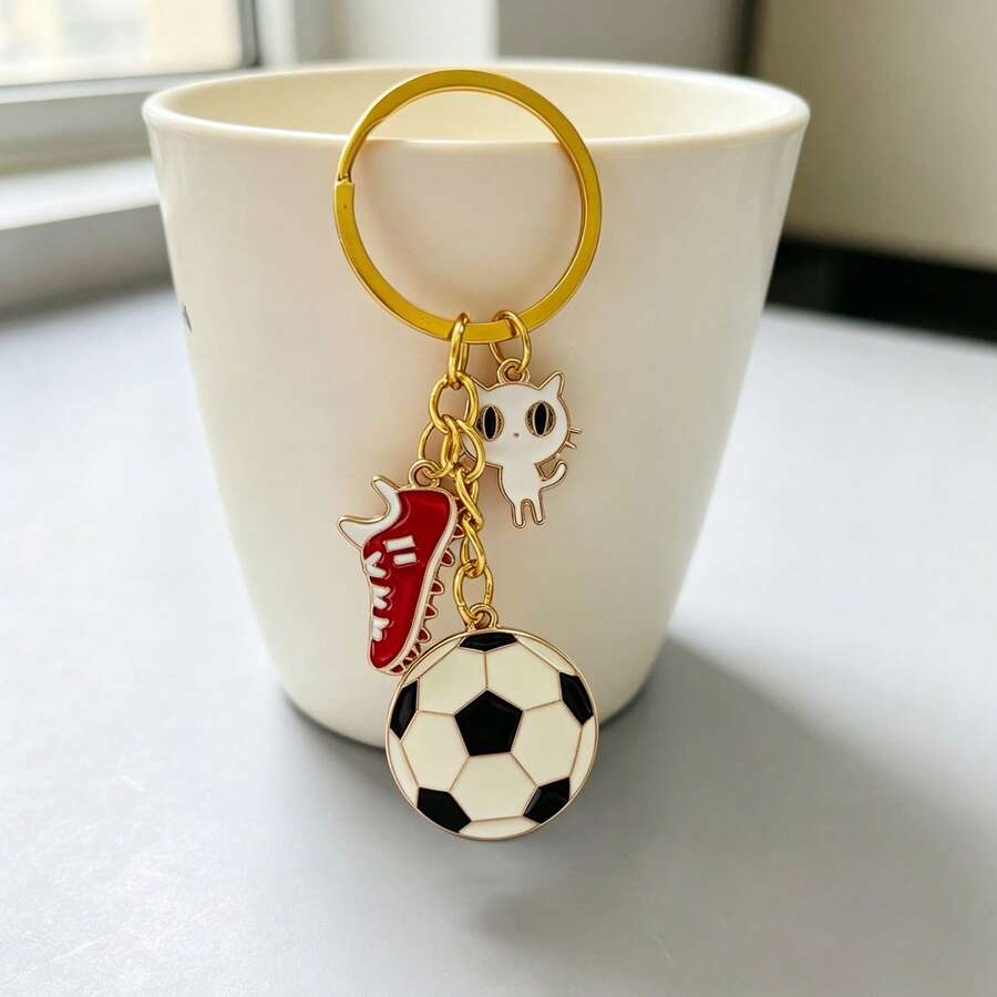 世界國旗足球世界盃紀念小禮物,適合男性足球迷,迷你鑰匙圈,世界盃獎盃吊飾,背包掛飾,足球休閒合成纖維鑰匙圈,全年通用網球鑰匙圈,乒乓球吊飾 - 足球3 - 查看 1