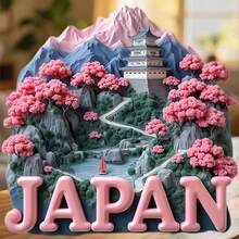 日本紅暈與棉雲之城，花瓣滿盈湖泊上的磁鐵，山巒夢幻粉色，小船漂入柔美童話，適用於家中所有金屬表面的紀念品 - I - 查看 7