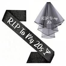 RIP 20th Birthday Black Veil 20th Death Theme Alternative Gothic Funeral Decor 30th Birthday Party Thirty And Standing Decorations Birthday Queen Crown Commemorative Gift Photo Props - Veil - View 15