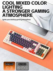 T-WOLF Keyboard Gaming Private Mold Illuminated Red Switch Tactile Wired Keyboard Universal Untuk Komputer Bisnis Kantor Keyboard Gaming Multi-Color Patchwork Keyboard - View 4