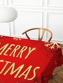 1pc Christmas Series Pattern Printed Tablecloth, Modern Style Polyester Fiber Rectangular Round Waterproof Tablecloth, Digital Printed Tablecloth Suitable For Living Room Home Use, Outdoor Dining Table, Small Round Table - Multicolor - View 4
