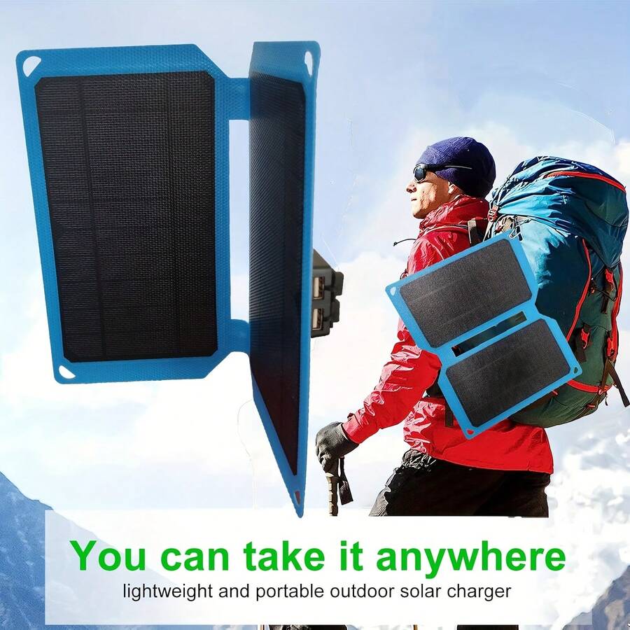ETFE Portable Solar Panel, 5V Foldable USB Solar Charger, ETFE Monocrystalline Silicon, 2 USB-A Port, Ultra-Light Portable For Camping Backpacking, Compatible With Cell Phones Laptops Power Bank - Multicolor - View 1