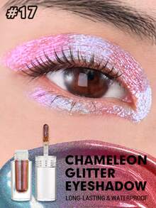 CHARMACY Waterproof Chameleon Liquid Eyeshadow 1pc Metallic Iridescent Pigment Cyberpunk Smooth Flow Tube High-Shine Crease-Proof Multi-Reflective Eye Glitter For Music Festival Teen Girls - 17 - View 1