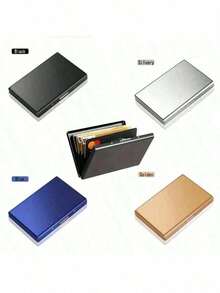 1pc Stainless Steel Card Holder, Ideal Gift For Dad, Men's Premium Stainless Steel Card Holder, Functional Anti-Magnetic Card Holder, Anti-Theft - Multicolor - View 2