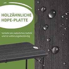 vidaXL Folding Garden Table Weatherproof HDPE 118 X 60 X 74 Cm Black | Non-Slip, Plastic Folding Table, Buffet Table, Camping Table, Balcony Table, Patio Table, Outdoor Dining Table - Black - View 7