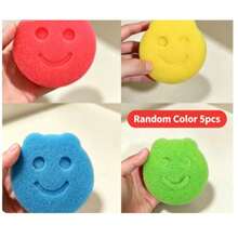 8/4/3/1pc Multi-Color Smiling Face/Flower Sponge, Surface Color Coded (Pink, Yellow, Green, Blue), With Hanging Hole. This Multi-Functional Household Cleaning Cloth Can Easily Meet Various Daily Cleaning Needs. - A - View 17