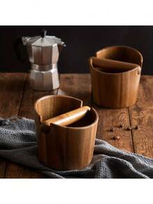 Coffee Knock Box Espresso Coffee Knock Box, Wooden Coffee Grounds Storage Box For Espresso Machine, Made Of Acacia Wood, Suitable For Coffee Bar Decor - Living Room Coffee Bar - Multicolor - View 9