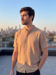 Men Shirts - 卡其色 - 查看 5
