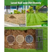 Lawn Leveling Rake 44x10 Inch, Heavy Duty Lawn Leveler Tool With 77" Adjustable Long Handle, Powder-Coat Steel Garden Rake, Ground Leveler For Yard Smoothing Soil Grass Dirt Sand, Black - Black - View 4