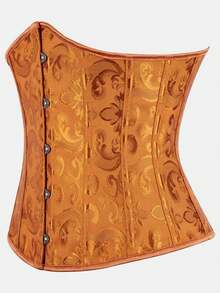 Court Style Jacquard Waist Cincher With Front Buckle And Back Lace-Up, Fishbone Corset For Daily Wear, Party And Halloween Outfit - Multicolor - View 53