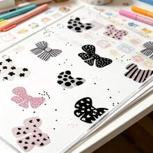 1pc Cute A6 Acrylic Insert Cover, Animal Print Heart And Bow Design Transparent Planner Case, Aesthetic Notebook Accessory, Compatible With 6-Hole Binders - A - View 3
