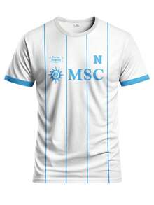 Men Custom Napoli Forza Napule Stripe Print Soccer Jersey, Personalized Name Number Football Shirt Fan Gear Match Training Daily Gift - White - View 5