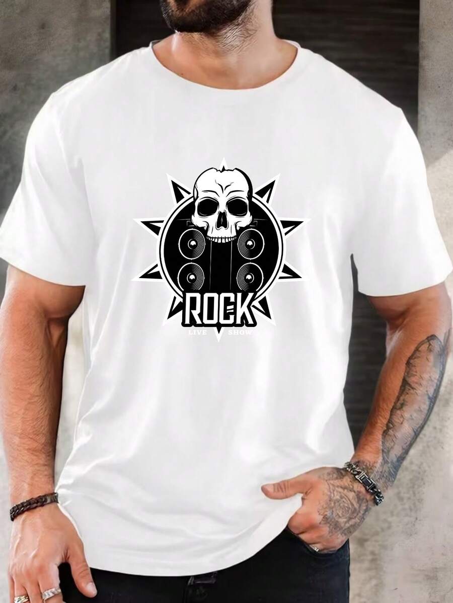 Men's Pure Cotton Short Sleeve T-Shirt Casual Summer Regular Fit Basic Breathable Everyday Wear Comfortable Soft Tee Top - 白色 - 查看 1