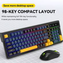 T-WOLF Gaming Keyboard And Mouse Set Wireless Bluetooth Dual Mode Keyboard Mouse RGB Backlit Custom Gaming 104-Key Keyboard 6-Button Wireless Backlit Mouse - View 7