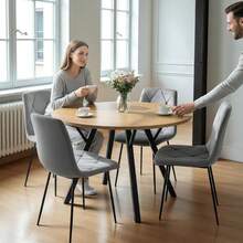1pc Grey Velvet Dining Chair, Upholstered Easy-Clean Chair With Padded Seat, Ergonomic Backrest & Black Metal Legs, 120 Kg Capacity, For Dining Room, Kitchen & Living Room - Light Grey - View 10