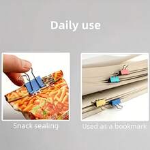25pcs Random Color Long Tail Clips, Rust-Proof Strong Metal Paper Clips For Home Office Organization, Back To School Essential - Sets - View 1