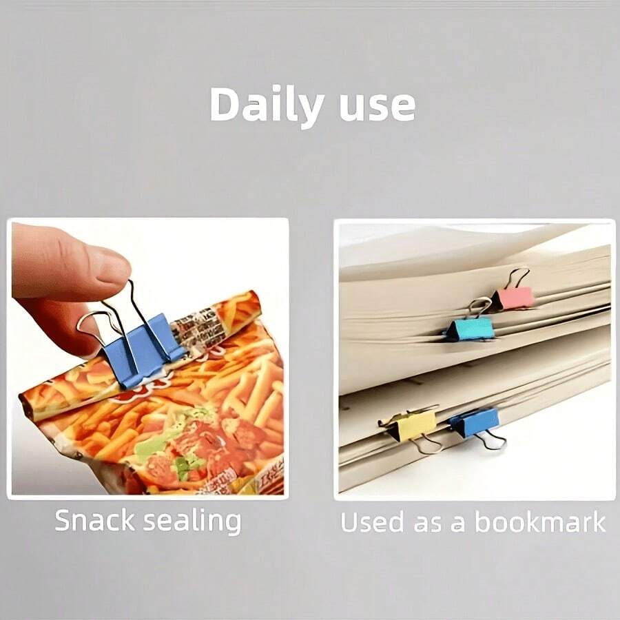 25pcs Random Color Long Tail Clips, Rust-Proof Strong Metal Paper Clips For Home Office Organization, Back To School Essential - Sets - View 1