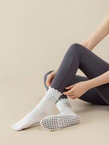 1/3/5/6 Pairs Women's Non-Slip Pilates Socks, Elegant Double-Layer Ruffle Design, Unique Custom Silicone Grip Sole, Suitable For Pilates, Yoga, Gym, Aerobics, Dance, Gift-Giving, All-Season - Multicolor - View 7
