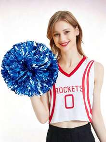 2pcs Cheerleading Handheld Pom Poms With Ribbons, Dance Performance Props, Square Dance Game Props, Suitable For Football, Basketball, Rugby And Sports Performances, Team Sports, Dance And Cheerleading Performance Props - Multicolor - View 18