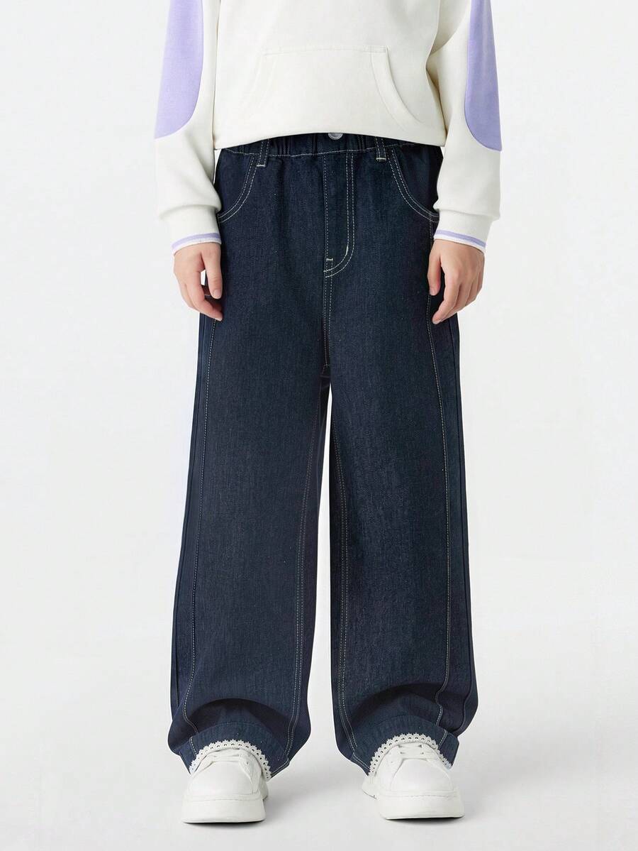 Balabala Girls Denim Jeans Soft Comfortable Long Pants Fashion Casual Trousers For Tween Girl Fall Outfit - Raw Denim - View 1
