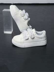 Spring/Autumn Fashion New Girls' Lace Hook-And-Loop Versatile Casual Sports Sneakers Skate Shoes Student Versatile - White - View 3
