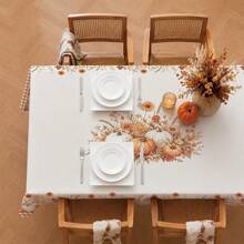 1pc Minimalist Autumn Plaid Pumpkin Floral Pattern Tablecloth, Stain-Resistant Dining Table Decor, Suitable For Kitchen, Dining Table, Coffee Table, TV Stand, Entryway, Party Holiday Decoration, Home Decor, Autumn Gathering - Multicolor - View 6